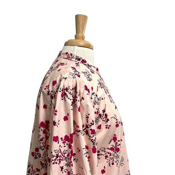 NWT J Crew Floral Puff Sleeve Button Up Shirt Classic Fit Preppy Pink size 20 - Picture 5 of 9